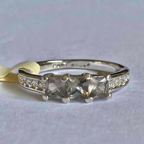 Vintage Smoky Topaz Ring Size 9 Gray Cubic Zirconia Camilla Lucia Simulated - Picture 2 of 10